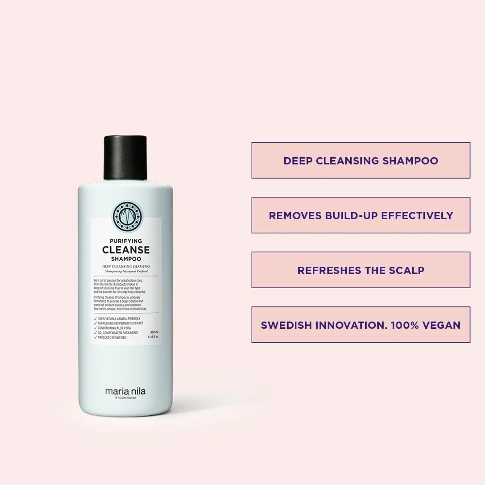 ماریا نیلا - شامپو پاک کننده Purifying Cleanse حجم 350 میلی لیتر - شامپو پاک کننده عمیق - حاوی عصاره نعناع خنک کننده و آلوئه ورا، برای طراوت مو و پوست سر - ضد خارش - وگان و دوستدار حیوانات
