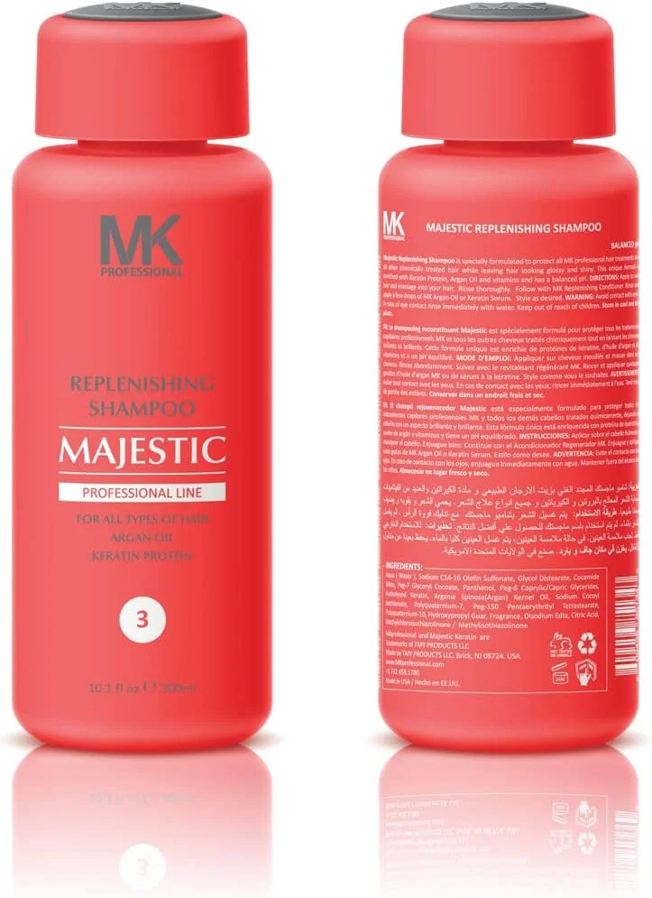 شامپو ترمیم کننده موهای مجستیک کراتین حاوی روغن آرگان مناسب بانوان، 300 میلی لیتر