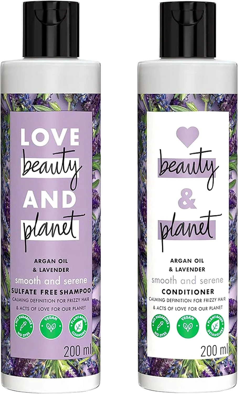 لاو بیوتی اند پلنت شامپو و نرم کننده ضد وز و صاف کننده حاوی روغن آرگان و اسطوخودوس طبیعی، بدون پارابن، بدون رنگ، 200 میلی لیتر