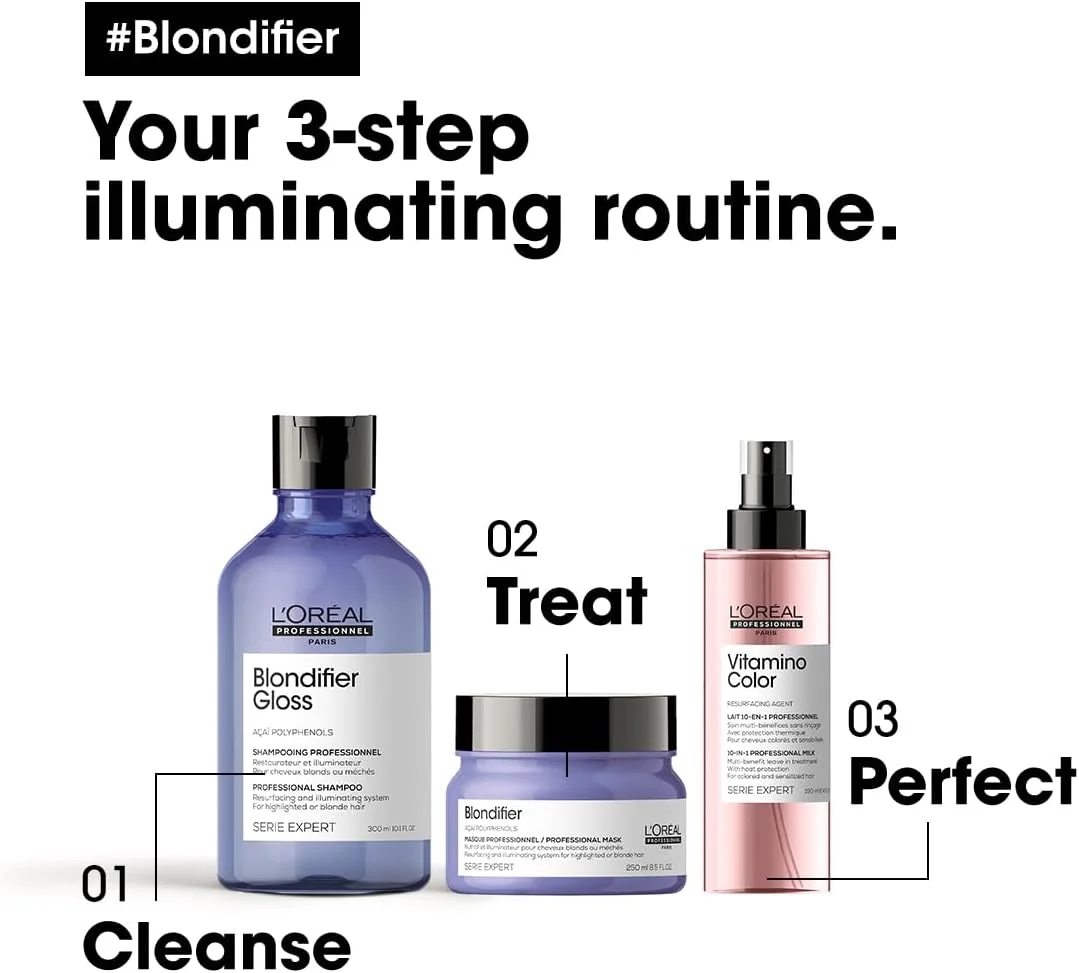 شامپو براق کننده بلوندیفایر لورآل پروفشنال | احیا کننده موهای رنگ شده | غنی شده با عصاره توت آکای | از بین برنده زردی | برای موهای هایلایت شده یا بلوند | سری اکسپرت | 300 میلی لیتر شامپو براق کننده بلوندیفایر لورآل پروفشنال | احیا کننده موهای رنگ شده | غنی شده با عصاره توت آکای | از بین برنده زردی | برای موهای هایلایت شده یا بلوند | سری اکسپرت | 300 میلی لیتر