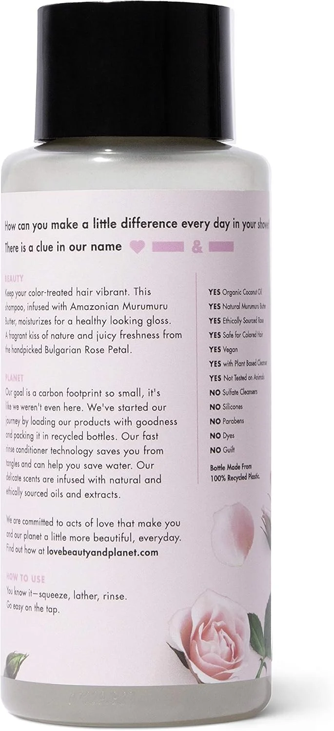 شامپو محافظ رنگ مو کره مورومورو و روغن گل رز لاو بیوتی اند پلنت، 400 میلی لیتر