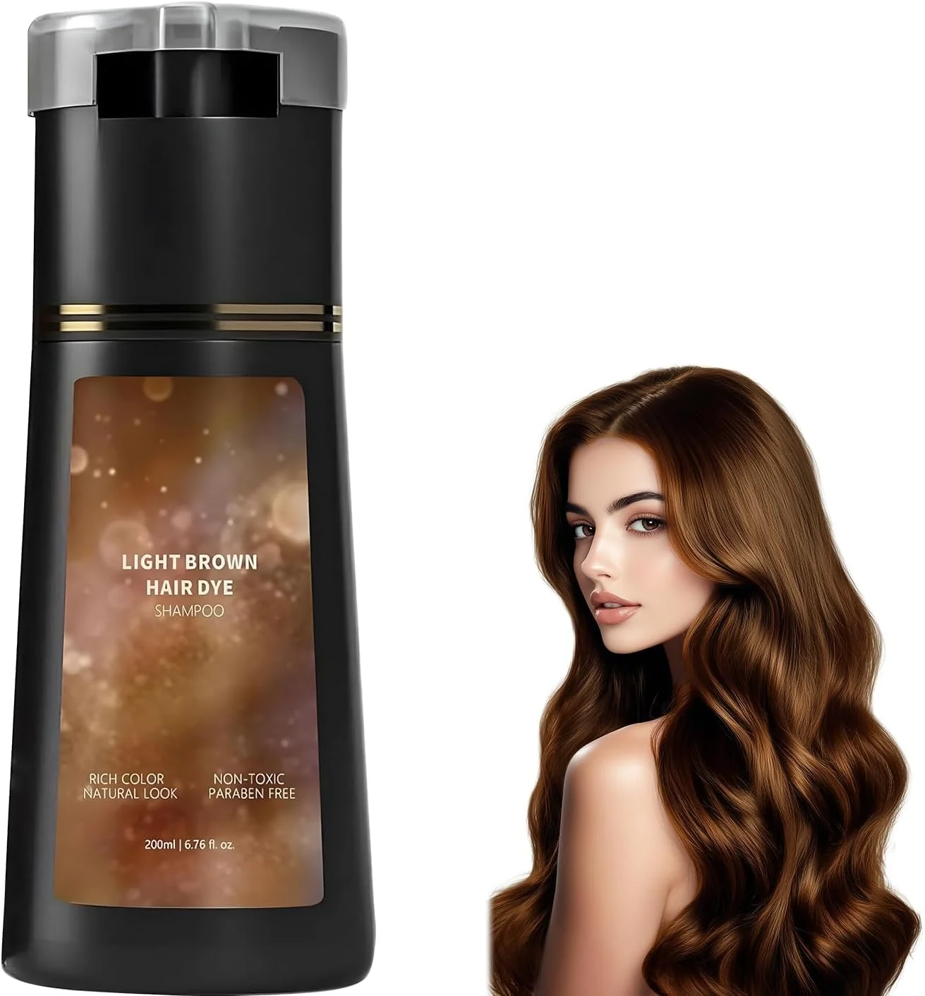 شامپو رنگ مو LBOYLOVE®، شامپو رنگ فوری مراقبت از مو، رنگ طبیعی برای پوشش موهای سفید، مناسب برای زنان و مردان (قهوه ای روشن)