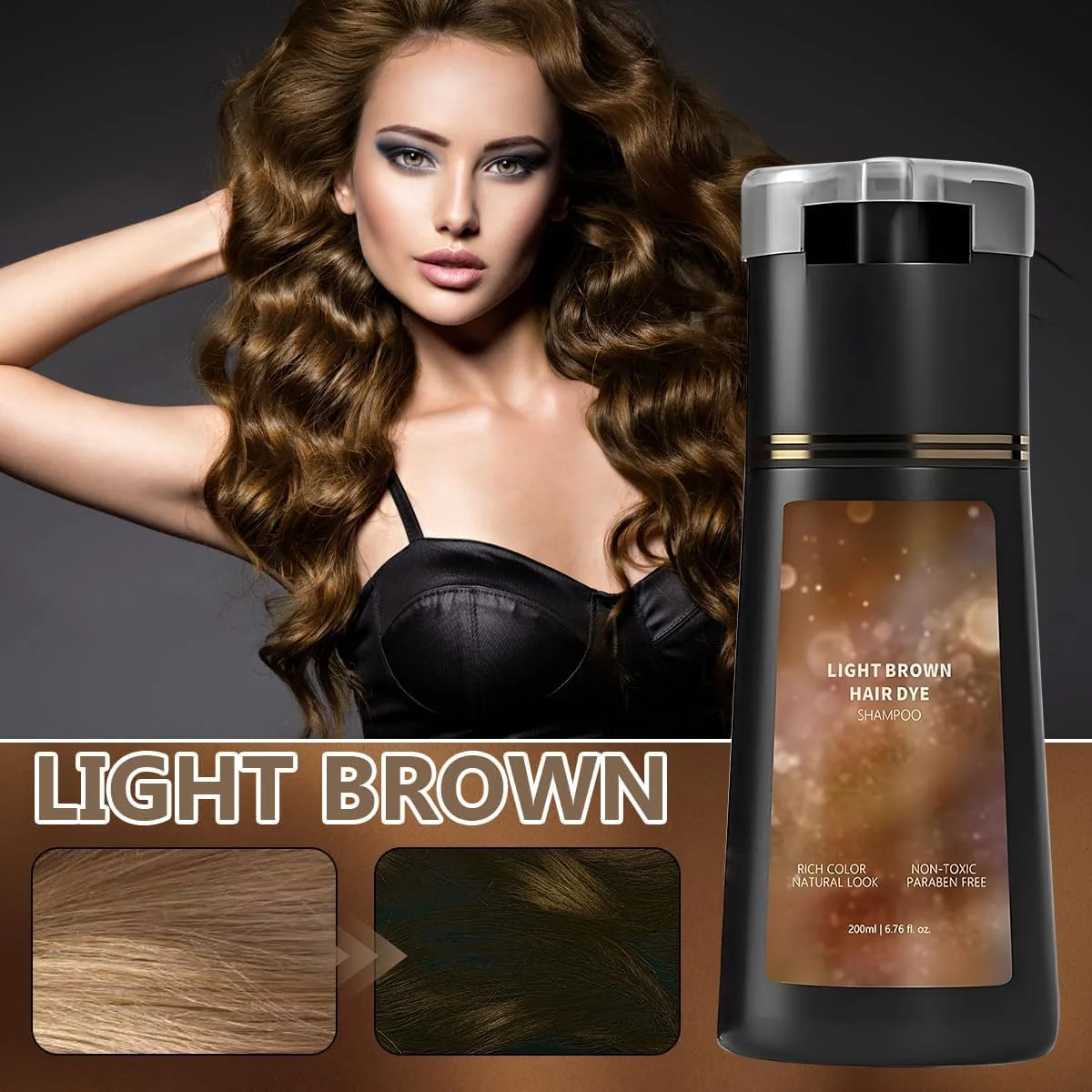 شامپو رنگ مو LBOYLOVE®، شامپو رنگ فوری مراقبت از مو، رنگ طبیعی برای پوشش موهای سفید، مناسب برای زنان و مردان (قهوه ای روشن)