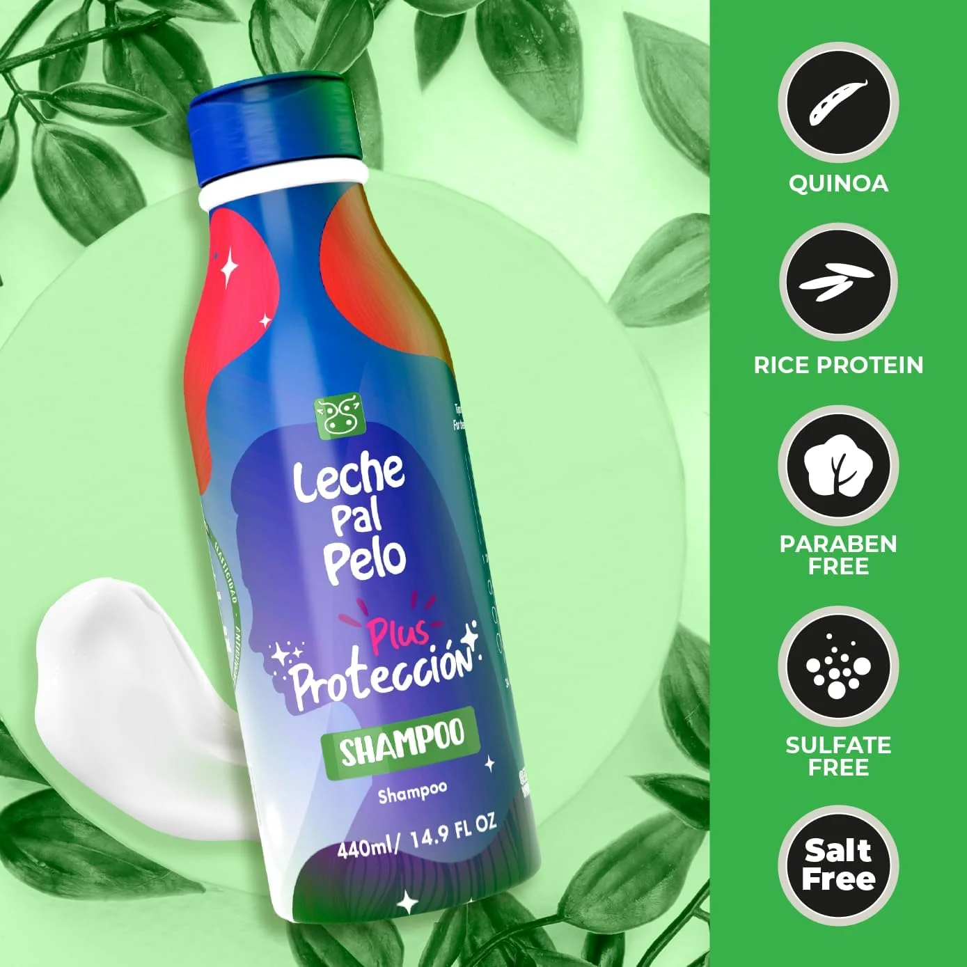 لچه پال پلو (شامپو 440 میلی لیتر) - شامپو محافظت از رنگ مو، درمان بدون نمک، شامپو روزانه برای موهای رنگ شده 440 میلی لیتر