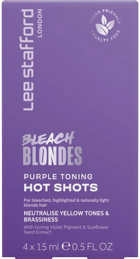 لی استافورد | Bleach Blondes Hot Shots 4 x 15 میلی لیتر | شامپو درمانی برای محافظت از رنگ و تونینگ موهای هایلایت و رنگ شده