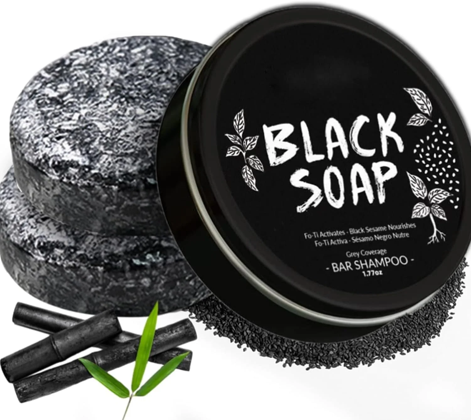 شامپو بار معکوس کننده موهای سفید LBOYLOVE® بسته 2 عددی، صابون سیاه برای شامپو مناسب خانم ها و آقایان، 50 گرم