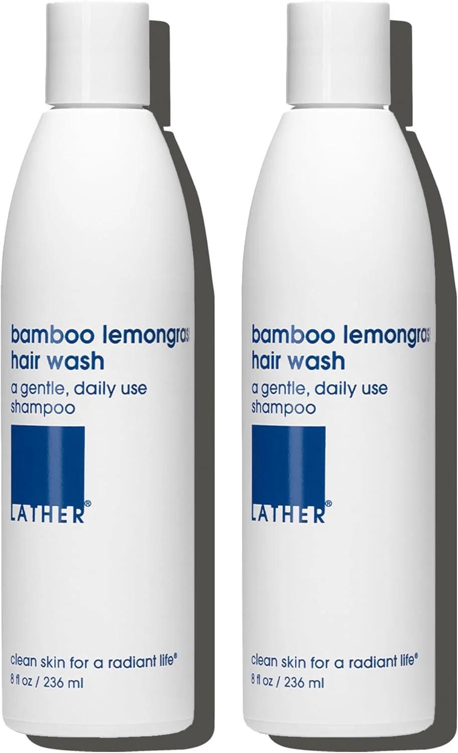 شامپو بامبو و علف لیمو LATHER - فرمول شستشوی موی سبک و غیر چرب - شامپو مرطوب کننده ملایم برای انواع مو - بدون سولفات - بطری 236 میلی لیتری (بسته 2 عددی)