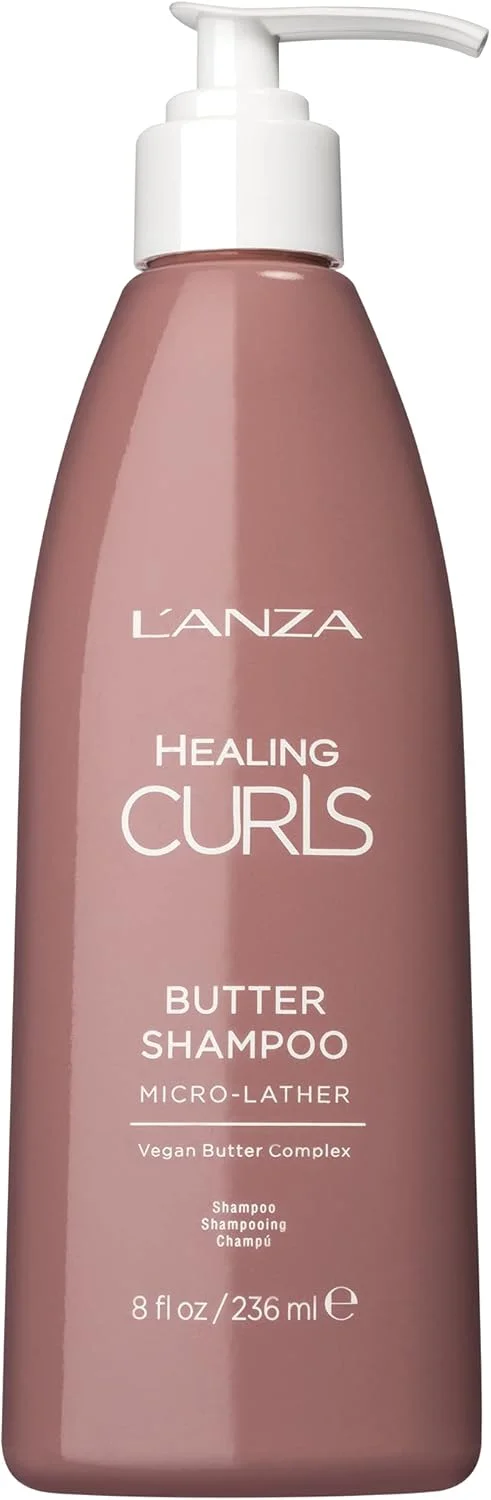 شامپو کره موهای فر L'ANZA Healing Curls - شامپو موهای فر برای پاکسازی ملایم، محافظت از رنگ مو و طراوت بخشیدن به فرها - شامپو بدون پارابن و سولفات (236 میلی لیتر)
