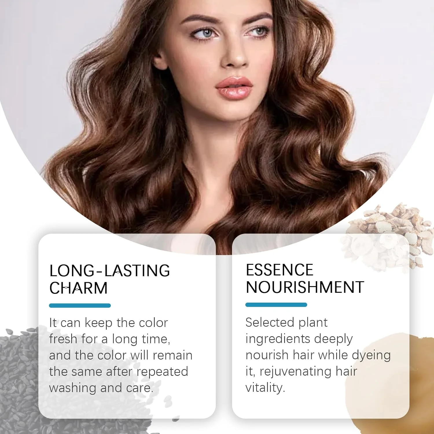 شامپو رنگ موی طبیعی بادوام، رنگ موی گیاهی برای پوشش موهای سفید، رنگ موی مغذی گیاهی، شامپو رنگ موی تک عاملی گلدار، عصاره های گیاهی مختلف برای مراقبت از مو (مشکی)