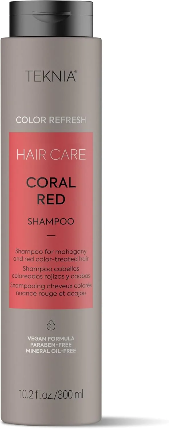 شامپو طراوت بخش رنگ موی قرمز مرجانی لاکمه سری TKN حجم 300 میلی لیتر