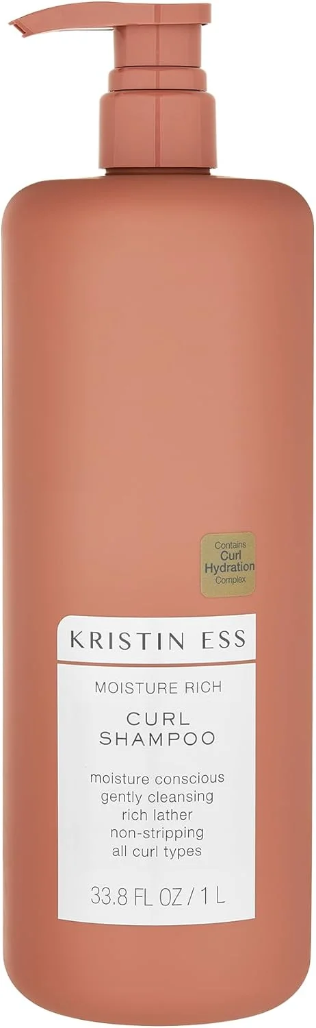 شامپو موی فر کریستین اس، غنی از رطوبت، مناسب موهای فر و موج دار، محصول موی فر، وگان، بدون سولفات، پارابن + سیلیکون، ایمن برای رنگ + کراتین، 1000 میلی لیتر