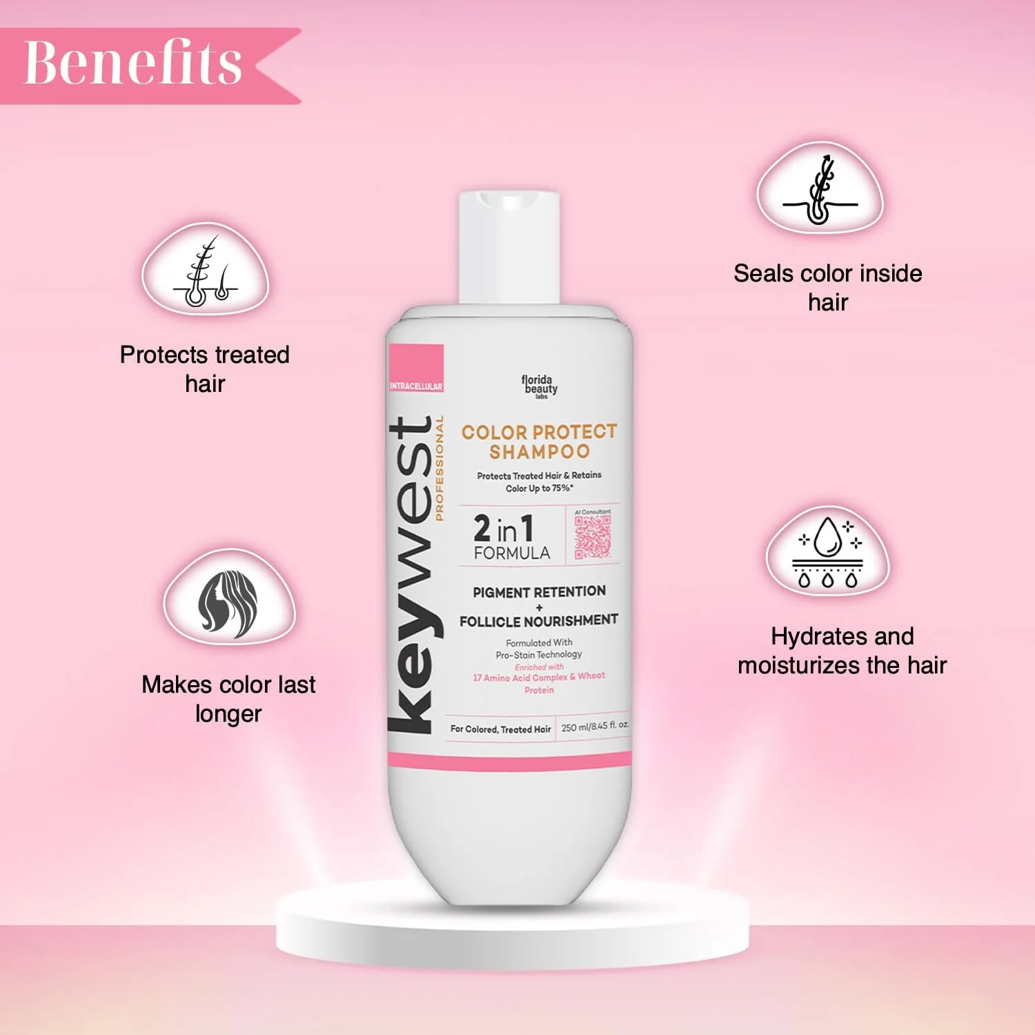 شامپو محافظ رنگ مو پروفشنال کی وست 250 میلی لیتر مناسب موهای رنگ شده بانوان و آقایان | تثبیت کننده رنگ مو | افزایش ماندگاری رنگ مو | محافظت از موهای رنگ شده