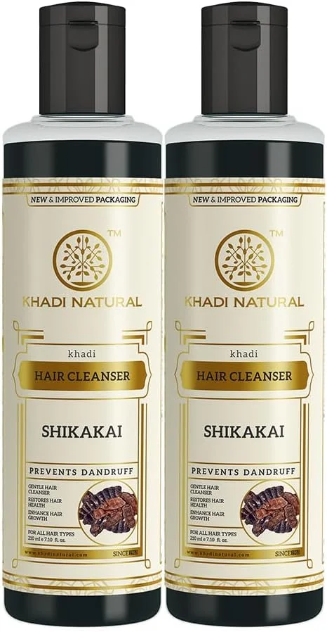شامپو شیكاکای طبیعی Khadi، برای موهای سالم و قوی، مناسب برای انواع مو، بسته 2 عددی (210 * 2) (420 میلی لیتر)
