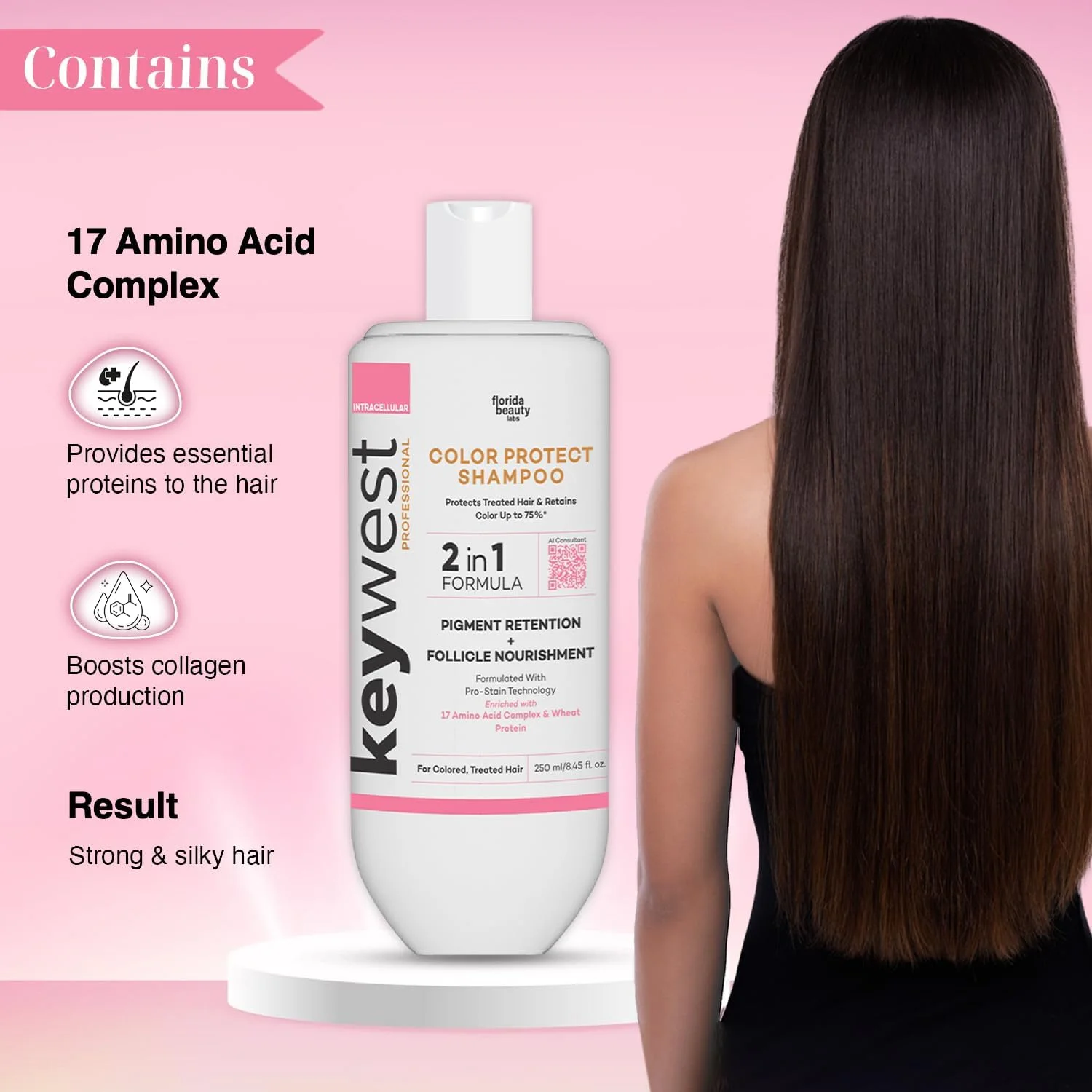 شامپو محافظ رنگ مو پروفشنال کی وست 250 میلی لیتر مناسب موهای رنگ شده بانوان و آقایان | تثبیت کننده رنگ مو | افزایش ماندگاری رنگ مو | محافظت از موهای رنگ شده