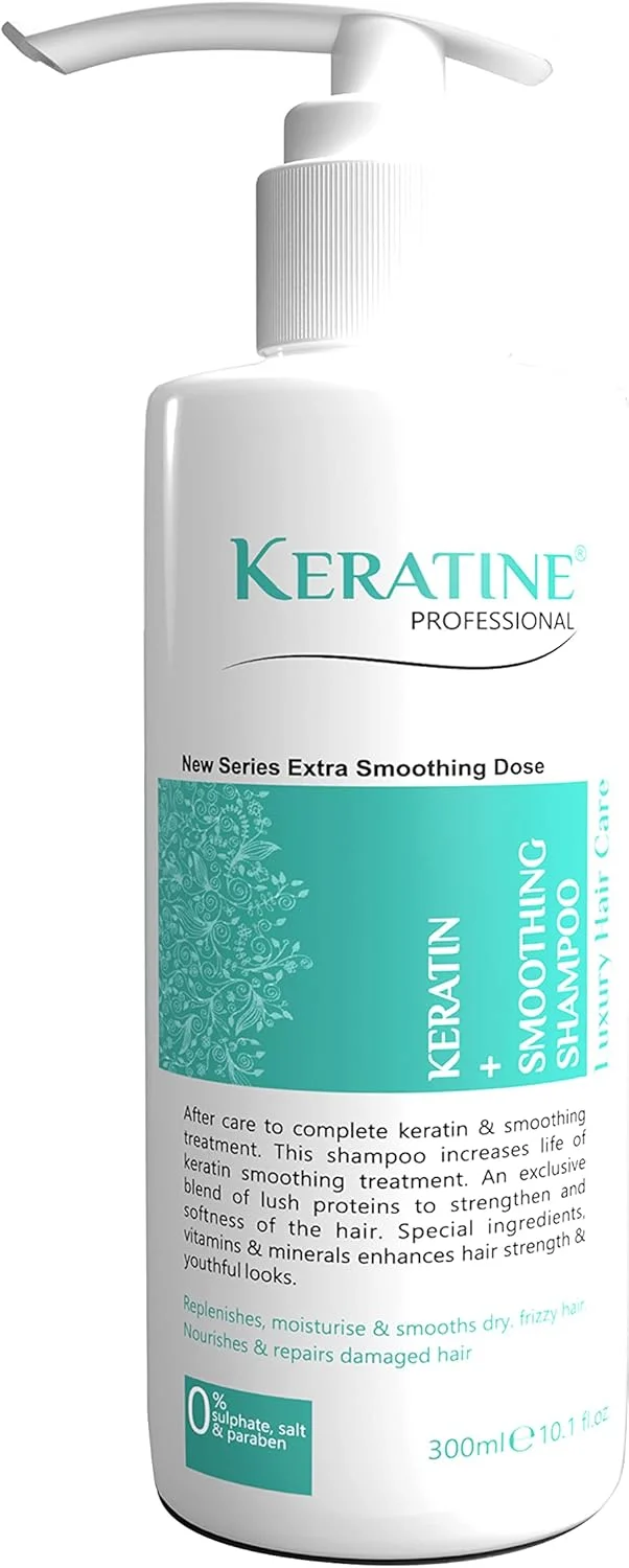 شامپو کراتین پروفشنال | غنی شده با کراتین، روغن بادام، روغن جوجوبا و شی باتر برای موهای فر، موج دار و صاف - شامپو بدون سولفات برای موهای خشک، آسیب دیده یا رنگ شده - ساخت هند