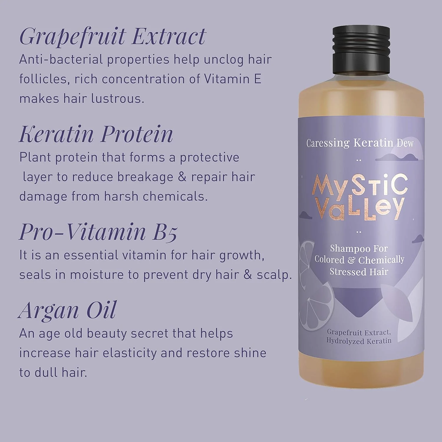 شامپو کراتین صاف کننده میستیک ولی، محافظت از رنگ و ترمیم موهای نازک و آسیب دیده بر اثر مواد شیمیایی، بدون سولفات و پارابن - 350 میلی لیتر