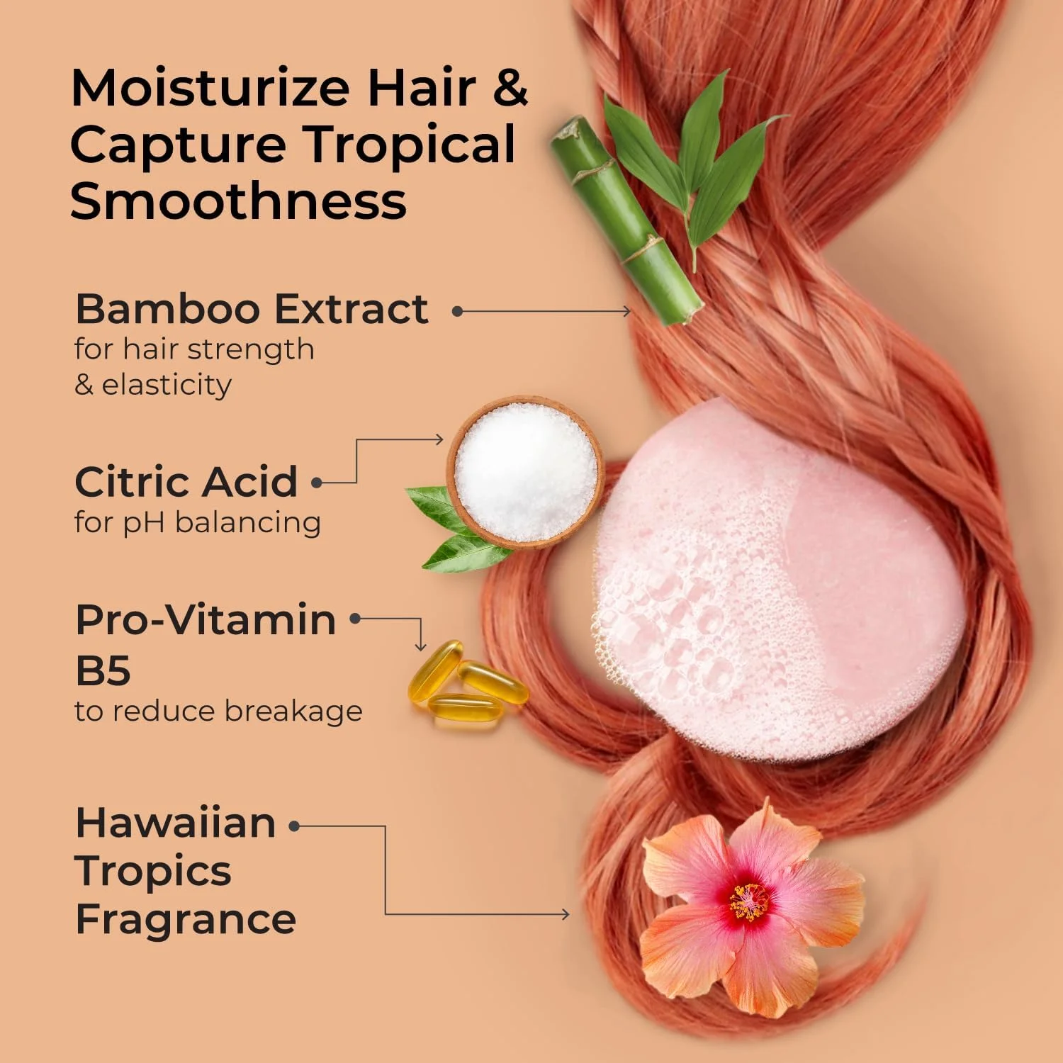 شامپو بار طبیعی جک 59 با عصاره بامبو - متعادل کننده pH، وگان، بدون تست حیوانی، مناسب برای موهای معمولی، ضعیف یا رنگ شده، محافظ رنگ مو، رایحه گرمسیری جزیره، 85 گرم