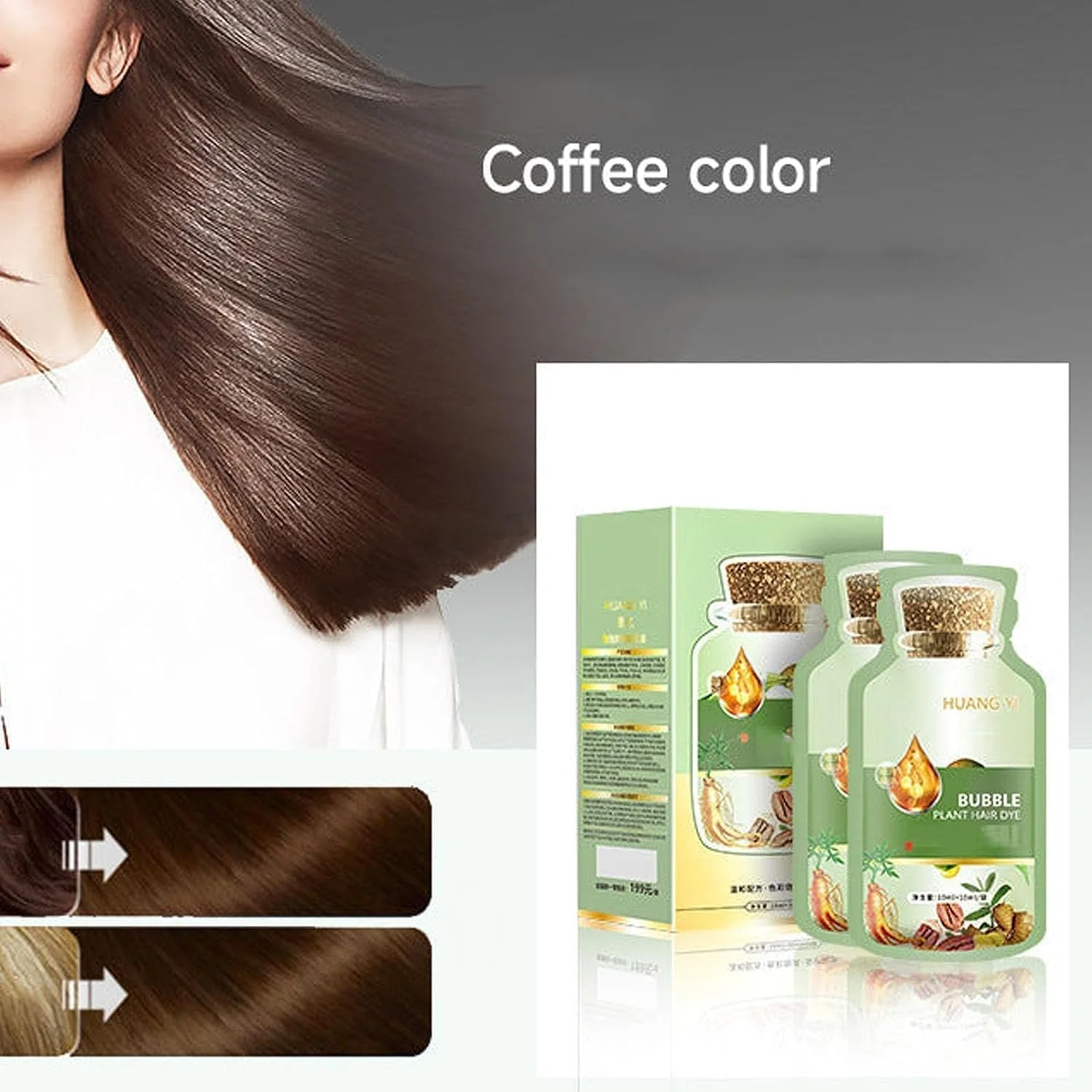 رنگ مو گیاهی جانگو، کرم رنگ مو میوه ای گیاهی، شامپو رنگ مو گیاهی حبابی، شامپو رنگ مو فوری طبیعی، عصاره گیاهی برای رنگ کردن موهای سفید (قهوه ای)