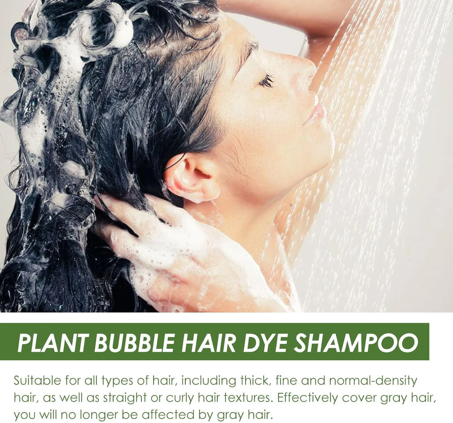 شامپو رنگ مو حباب دار گیاهی بدون لبه JANGOU، عصاره گیاهی خالص برای رنگ کردن موهای سفید، شامپو رنگ مو طبیعی برای پوشش موهای خاکستری، رنگ موی حباب دار تنبل (شرابی)