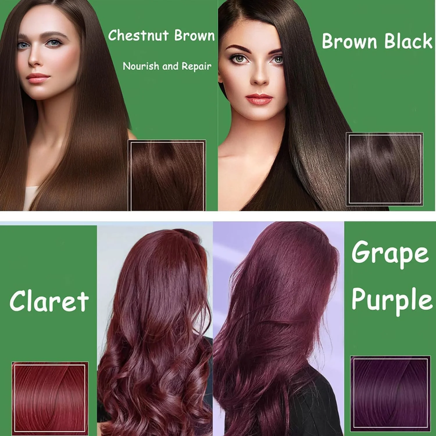 شامپو رنگ مو حباب دار گیاهی بدون لبه JANGOU، عصاره گیاهی خالص برای رنگ کردن موهای سفید، شامپو رنگ مو طبیعی برای پوشش موهای خاکستری، رنگ موی حباب دار تنبل (شرابی)