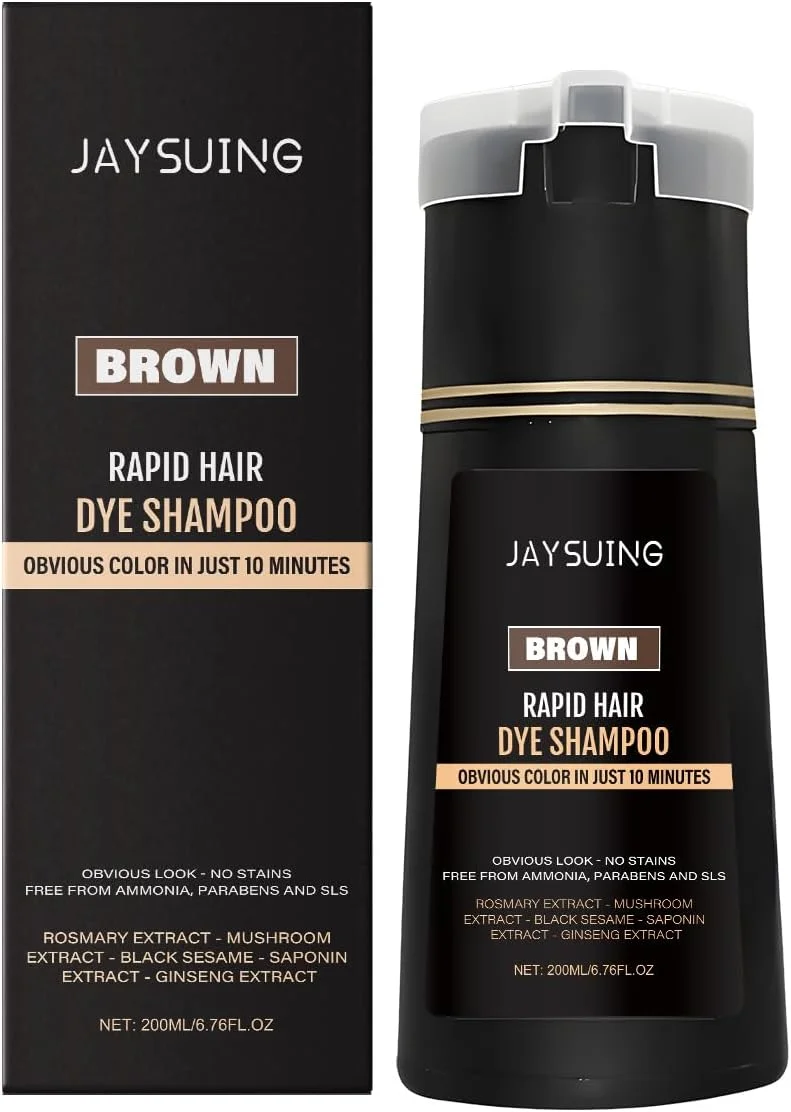 شامپو رنگ موی قهوه ای فوری، فرمول نیمه دائمی، رنگ آمیزی طبیعی مو، ماندگاری سریع تا 30 روز، پوشش صاف برای آقایان و بانوان، رنگ قهوه ای با عملکرد سریع به همراه روغن های مغذی