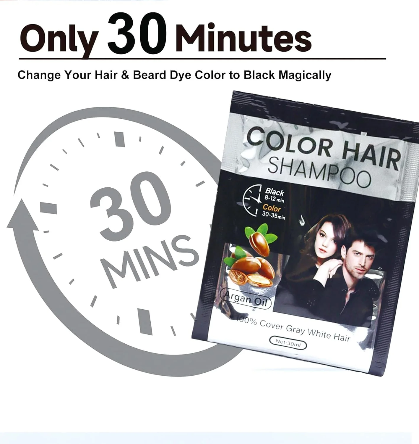 شامپو رنگ موی فوری گیاهی برای موهای سفید تا مشکی، 300 میلی لیتر فرمول ملایم و غیر تحریک کننده، رنگ طبیعی ماندگار برای مردان و زنان، جعبه رنگ موی قابل حمل و آسان شامپو رنگ موی فوری گیاهی برای موهای سفید تا مشکی، 300 میلی لیتر فرمول ملایم و غیر تحریک کننده، رنگ طبیعی ماندگار برای مردان و زنان، جعبه رنگ موی قابل حمل و آسان