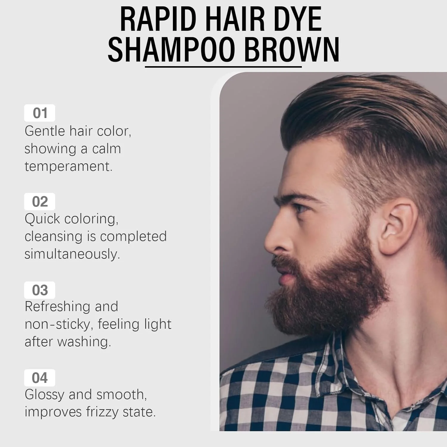 شامپو رنگ موی قهوه ای فوری، فرمول نیمه دائمی، رنگ آمیزی طبیعی مو، ماندگاری سریع تا 30 روز، پوشش صاف برای آقایان و بانوان، رنگ قهوه ای با عملکرد سریع به همراه روغن های مغذی