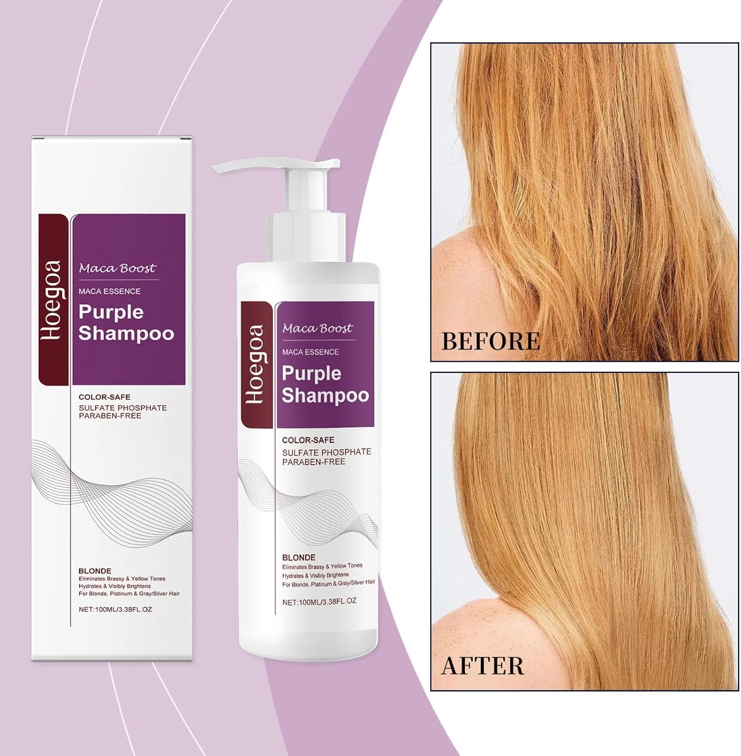 شامپو بنفش برای موهای بلوند، نقره ای و خاکستری، فورا زردی و تناژ نارنجی را خنثی می کند، درخشندگی را احیا می کند، برای موهای رنگ شده بی خطر است و با هر بار شستشو درخشندگی و نرمی می بخشد.