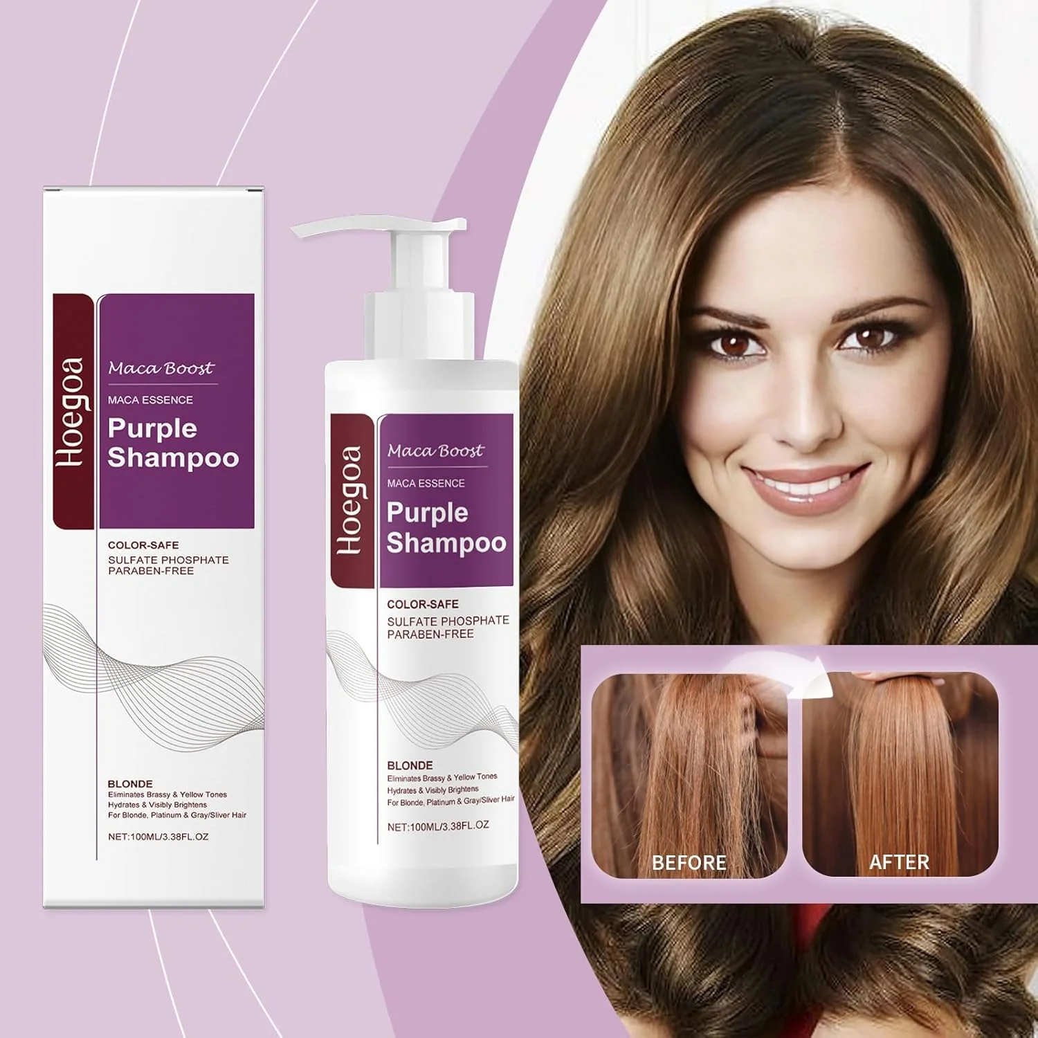 شامپو بنفش برای موهای بلوند، نقره ای و خاکستری، فورا زردی و تناژ نارنجی را خنثی می کند، درخشندگی را احیا می کند، برای موهای رنگ شده بی خطر است و با هر بار شستشو درخشندگی و نرمی می بخشد.