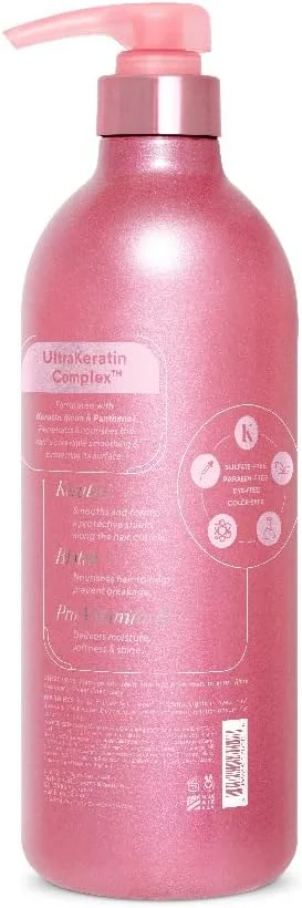 شامپو کراتین ضد شکستگی مو Infusion K با کمپلکس UltraKeratin - تقویت کننده موهای ضعیف و آسیب دیده | آبرسان و مرطوب کننده | بدون پارابن، سولفات، و تست حیوانی | ساخت آمریکا (946 میلی لیتر)