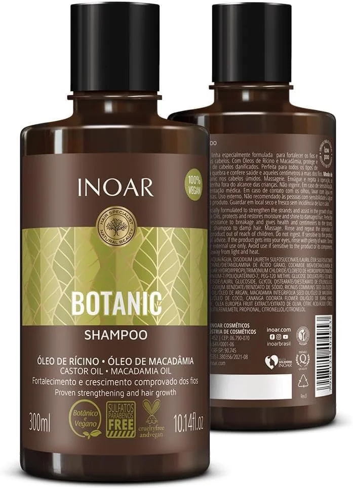 شامپو روغن کرچک بوتانیک اینوآر - فرمول تقویت کننده برای موهای بلند، قوی و سالم با روغن ماکادمیا 300 میلی لیتر