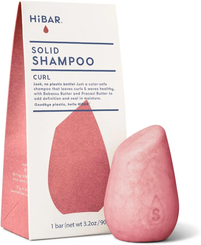 شامپو بار هیبار، مراقبت از مو کاملا طبیعی، بدون پلاستیک، ساخته شده با مواد سازگار با محیط زیست، اندازه مسافرتی، ایمن برای موهای رنگ شده، بار جامد پایدار، بدون پسماند (فر)