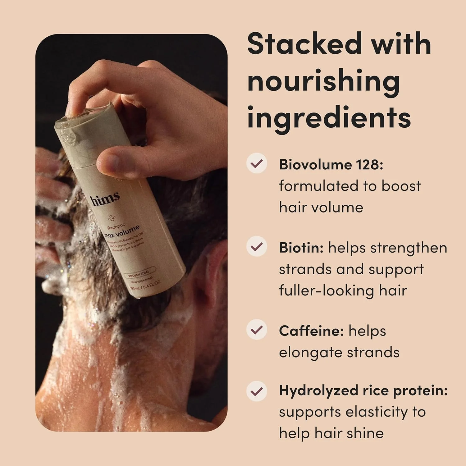 شامپو افزایش حجم مو مردانه HIMS & HERS، بسته 2 عددی - شامپو حجم دهنده برای مردان - رایحه ادویه مرکبات - شامپو طبیعی مردانه حجم، درخشندگی و حالت ارتجاعی به موها می بخشد - 2 بطری 190 میلی لیتری