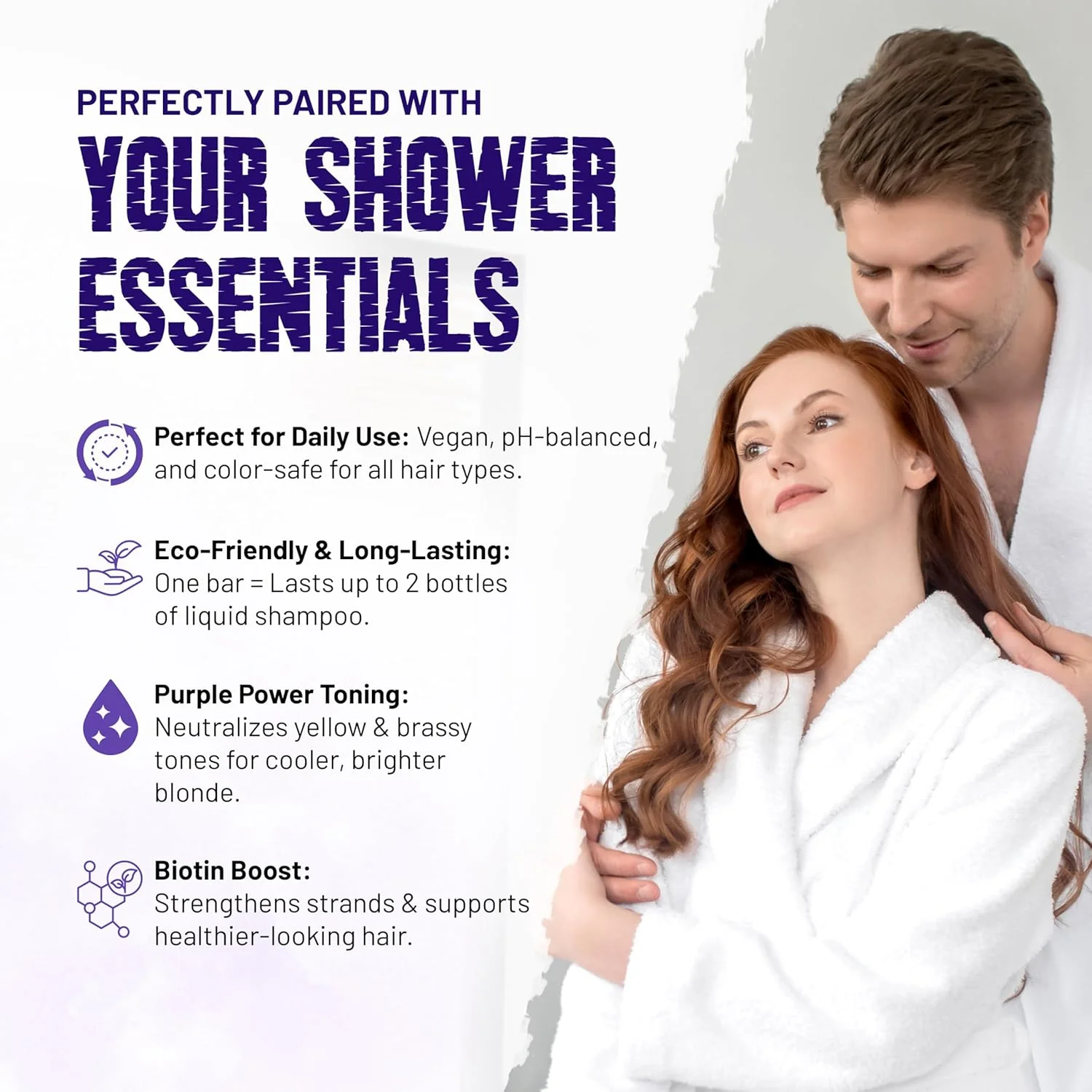 شامپو بنفش هربیش برای موهای بلوند حاوی بیوتین | شامپو جامد برای خنثی کردن رنگ زرد، تقویت و درخشش مو، پوشش موهای خاکستری، مناسب موهای رنگ شده و هایلایت شده، وگان و بدون سولفات، 100 گرم