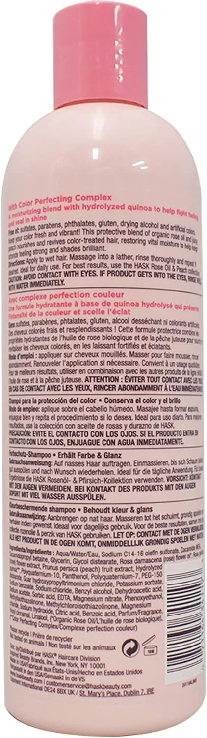 شامپو محافظ رنگ مو روغن گل رز و هلو هاسک، 355 میلی لیتر