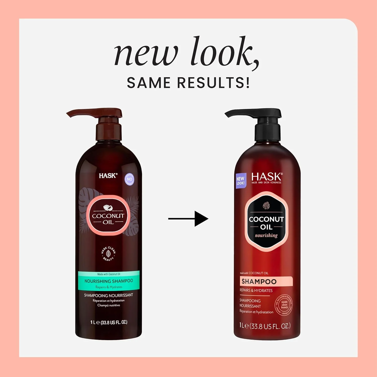 شامپو مغذی روغن نارگیل Hask، ۱ لیتر