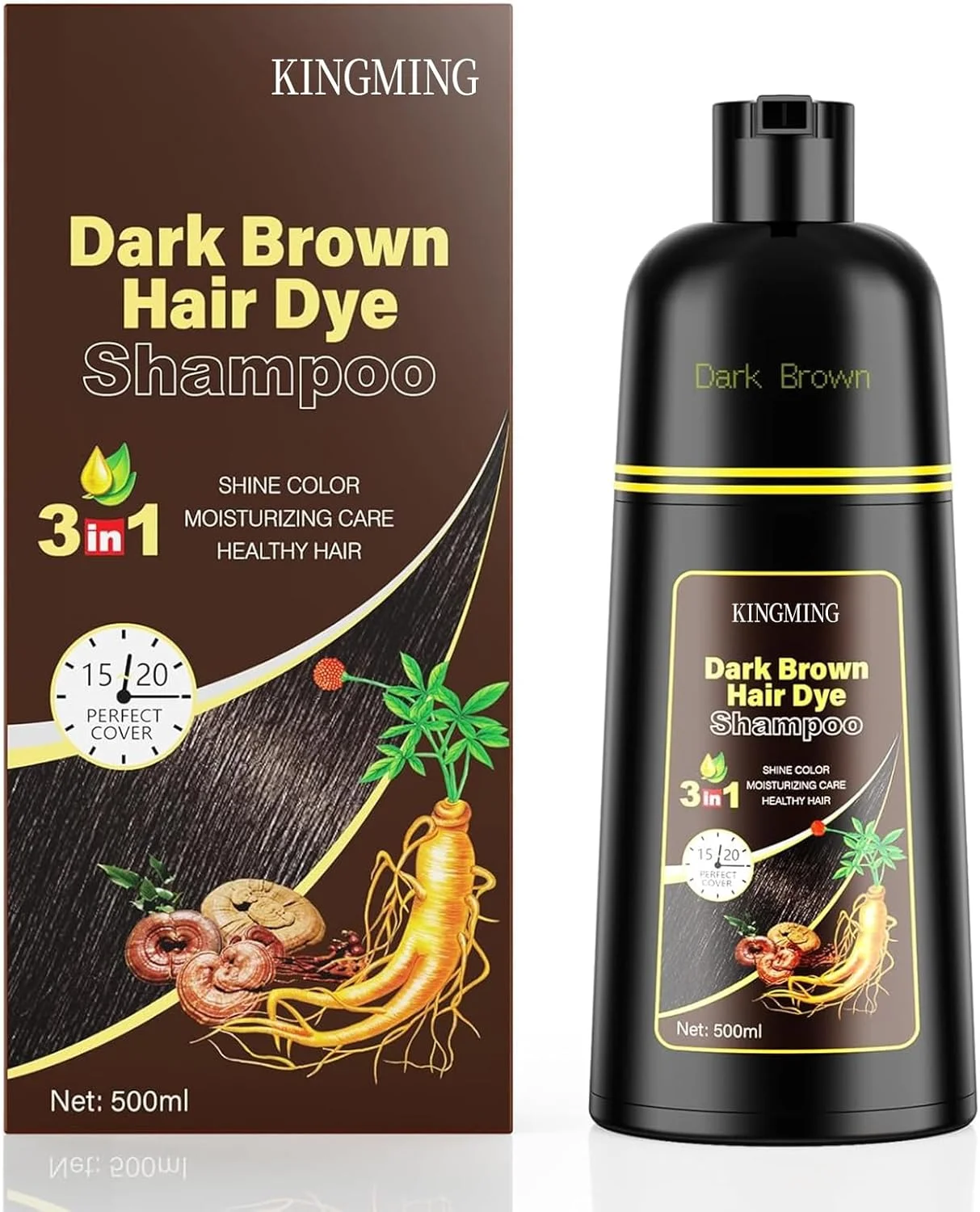 شامپو رنگ مو برای موهای سفید، شامپو رنگ مو برای موهای سفید 3 در 1، شامپو رنگ مو برای آقایان و بانوان، شامپو ضد موهای سفید (500 میلی لیتر)