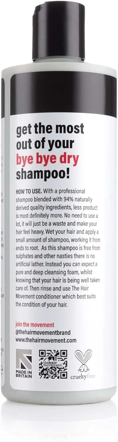 The Hair Movement. شامپو خداحافظی با شامپو خشک (400 میلی لیتر) - بدون سولفات، بدون پارابن، شامپو مرطوب کننده - شامپو حرفه ای سالن برای تغذیه موهای خشک، پاک کننده ملایم - برای موهای زبر یا خشک