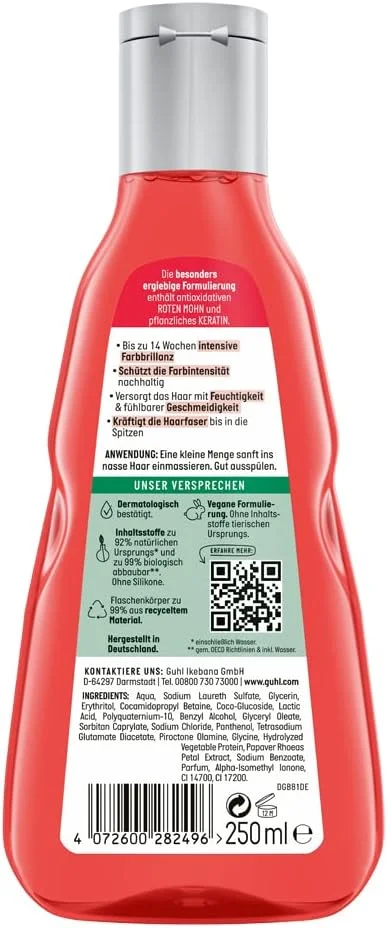 شامپو محافظت و مراقبت از رنگ موی Guhl – حجم: 250 میلی لیتر – درخشش رنگ – نوع مو: رنگ شده