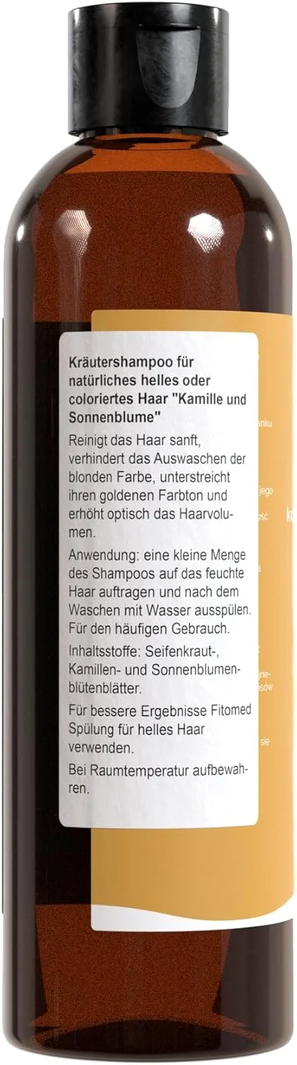 شامپو طبیعی فیتومد برای موهای روشن، 250 میلی لیتر، شامپو تقویت کننده رنگ مو بدون سولفات، پارابن و سیلیکون، با بابونه و آفتابگردان شامپو طبیعی فیتومد برای موهای روشن، 250 میلی لیتر، شامپو تقویت کننده رنگ مو بدون سولفات، پارابن و سیلیکون، با بابونه و آفتابگردان