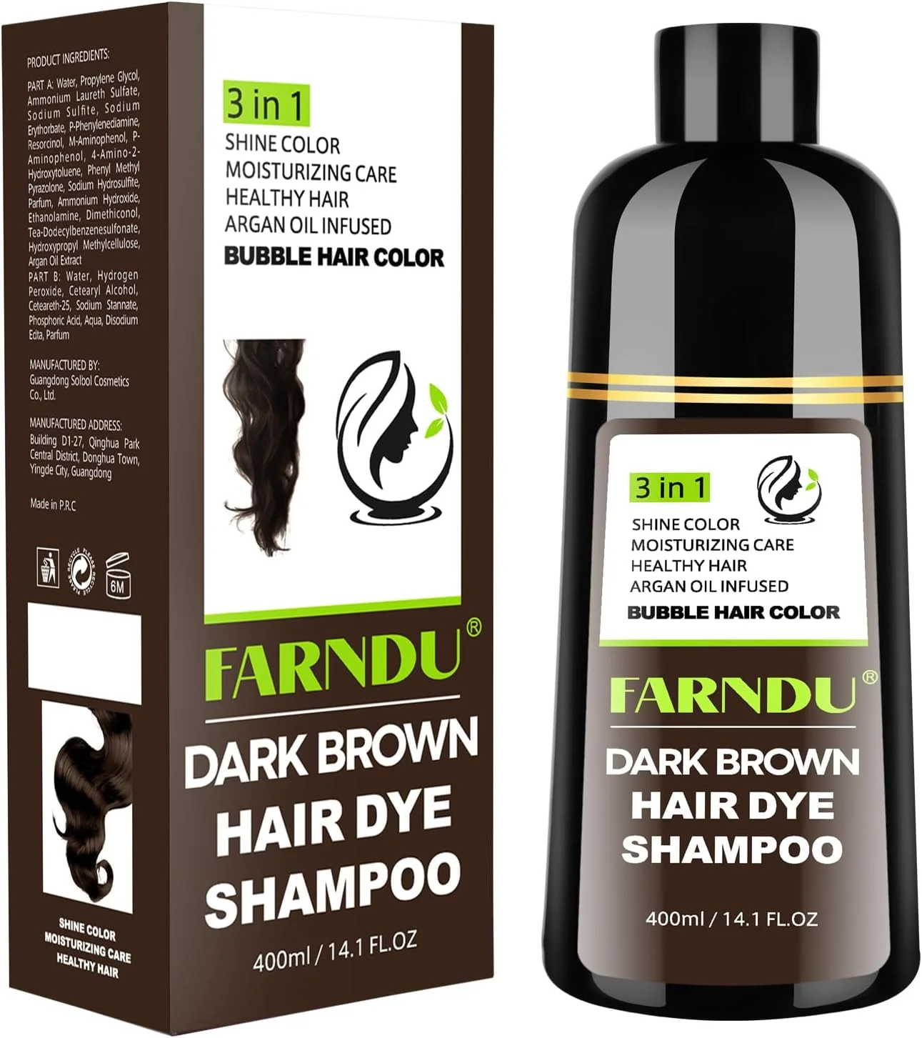 شامپو رنگ مو قهوه ای تیره 3 در 1 برای زنان و مردان، شامپو رنگ مو برای پوشش موهای سفید، رنگ مو فوری نیمه دائم شامپو رنگ مو قهوه ای تیره 3 در 1 برای زنان و مردان، شامپو رنگ مو برای پوشش موهای سفید، رنگ مو فوری نیمه دائم