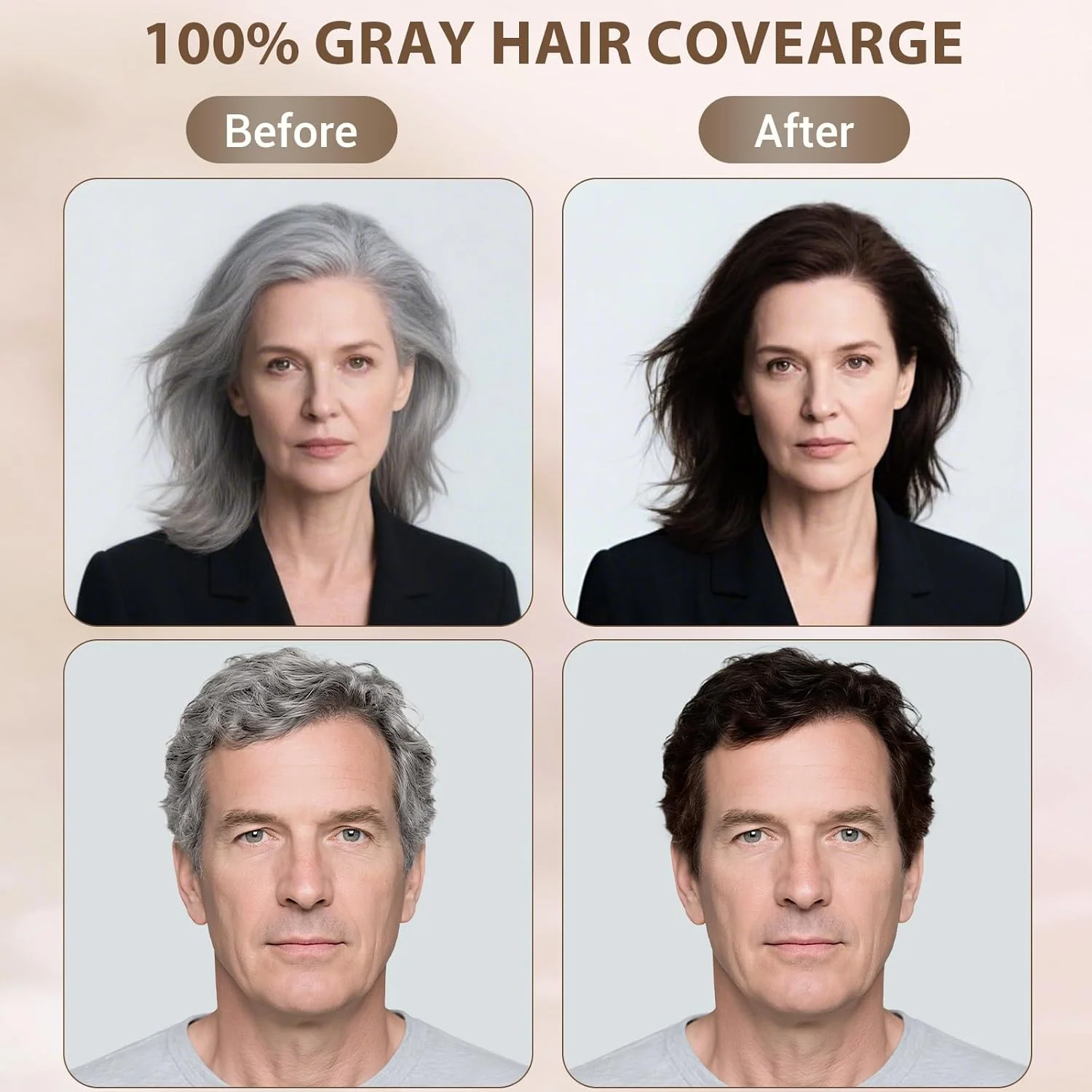 شامپو رنگ مو قهوه ای تیره 3 در 1 برای زنان و مردان، شامپو رنگ مو برای پوشش موهای سفید، رنگ مو فوری نیمه دائم شامپو رنگ مو قهوه ای تیره 3 در 1 برای زنان و مردان، شامپو رنگ مو برای پوشش موهای سفید، رنگ مو فوری نیمه دائم