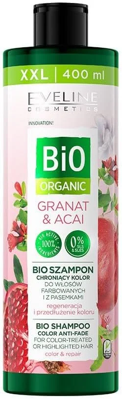 شامپو محافظت از رنگ مو انار و آکای ارگانیک Eveline Cosmetics Bio حجم 400 میلی لیتر شامپو محافظت از رنگ مو انار و آکای ارگانیک Eveline Cosmetics Bio حجم 400 میلی لیتر