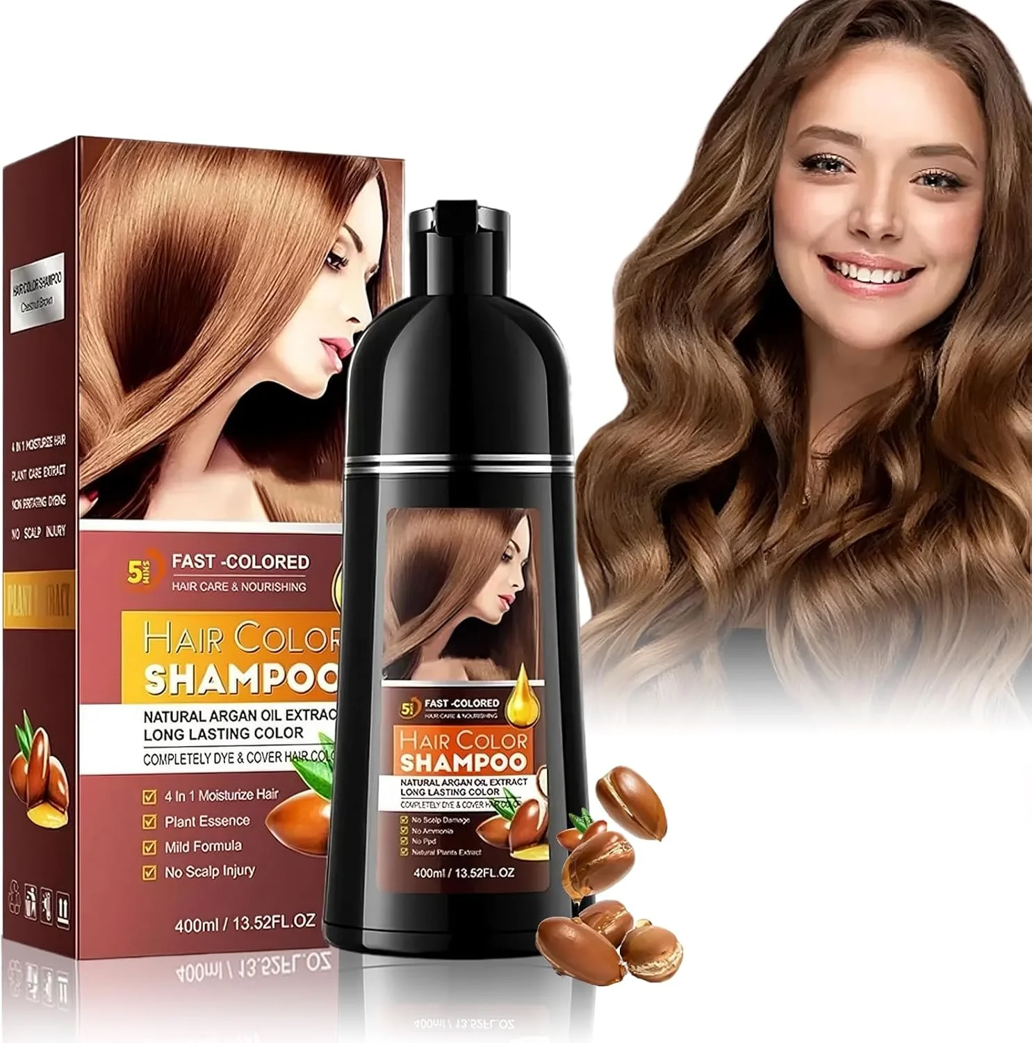 شامپو رنگ موی قهوه ای EHIOG، ۴۰۰ میلی لیتر، پوشش سریع و طبیعی موهای سفید، رنگ آمیزی موثر قهوه ای برای آقایان و بانوان شامپو رنگ موی قهوه ای EHIOG، ۴۰۰ میلی لیتر، پوشش سریع و طبیعی موهای سفید، رنگ آمیزی موثر قهوه ای برای آقایان و بانوان