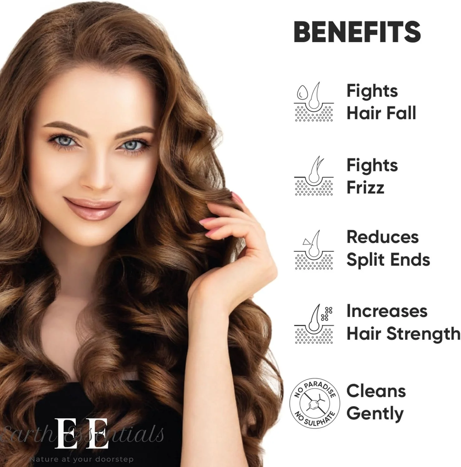 شامپو گیاهی بدون سولفات Earth Essentials با عصاره های مغذی شیکاکای، آلوئه ورا و مورینگا، پاک کننده تقویت کننده مو برای موهای سالم، قوی و درخشان، مناسب برای انواع مو - 200 میلی لیتر، بسته 1 عددی