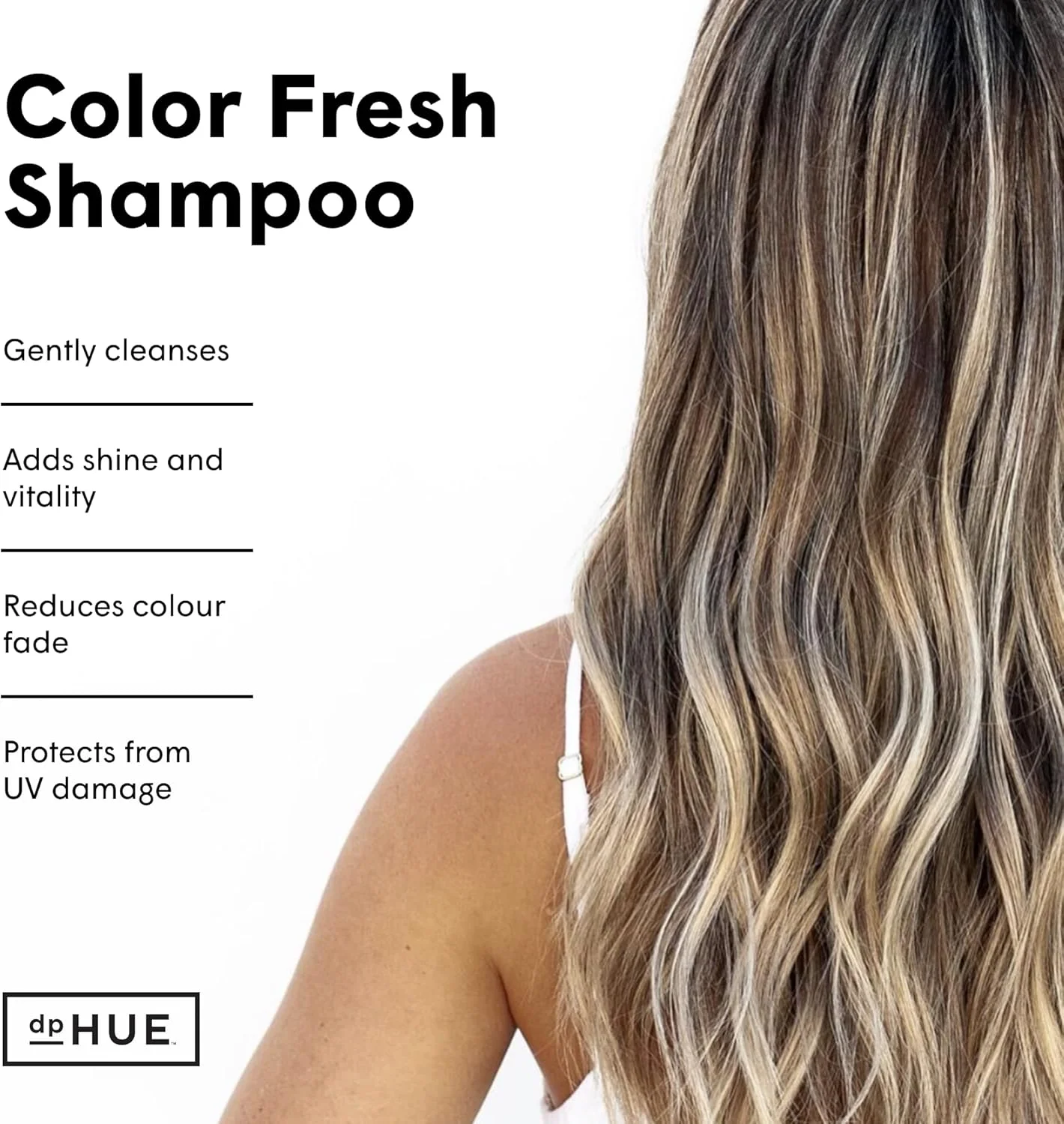 شامپو طراوت بخش رنگ مو dpHUE، ۲۵۰ میلی لیتر - فرمول مرطوب کننده برای موهای رنگ شده حاوی عصاره کامکوات و دانه آفتابگردان - ملایم و موثر
