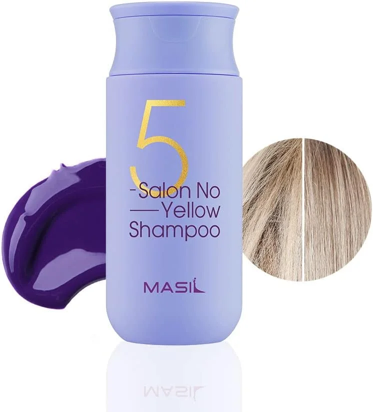 شامپو رنگساژ ضد زردی موهای دکلره شده Masil 5 Salon، حجم 150 میلی لیتر، مناسب برای مراقبت از مو، حفظ رنگ مو، و داشتن موهایی سالم، رفع زردی و رنگ ناهمگون مو، مناسب موهای آسیب دیده و خشک