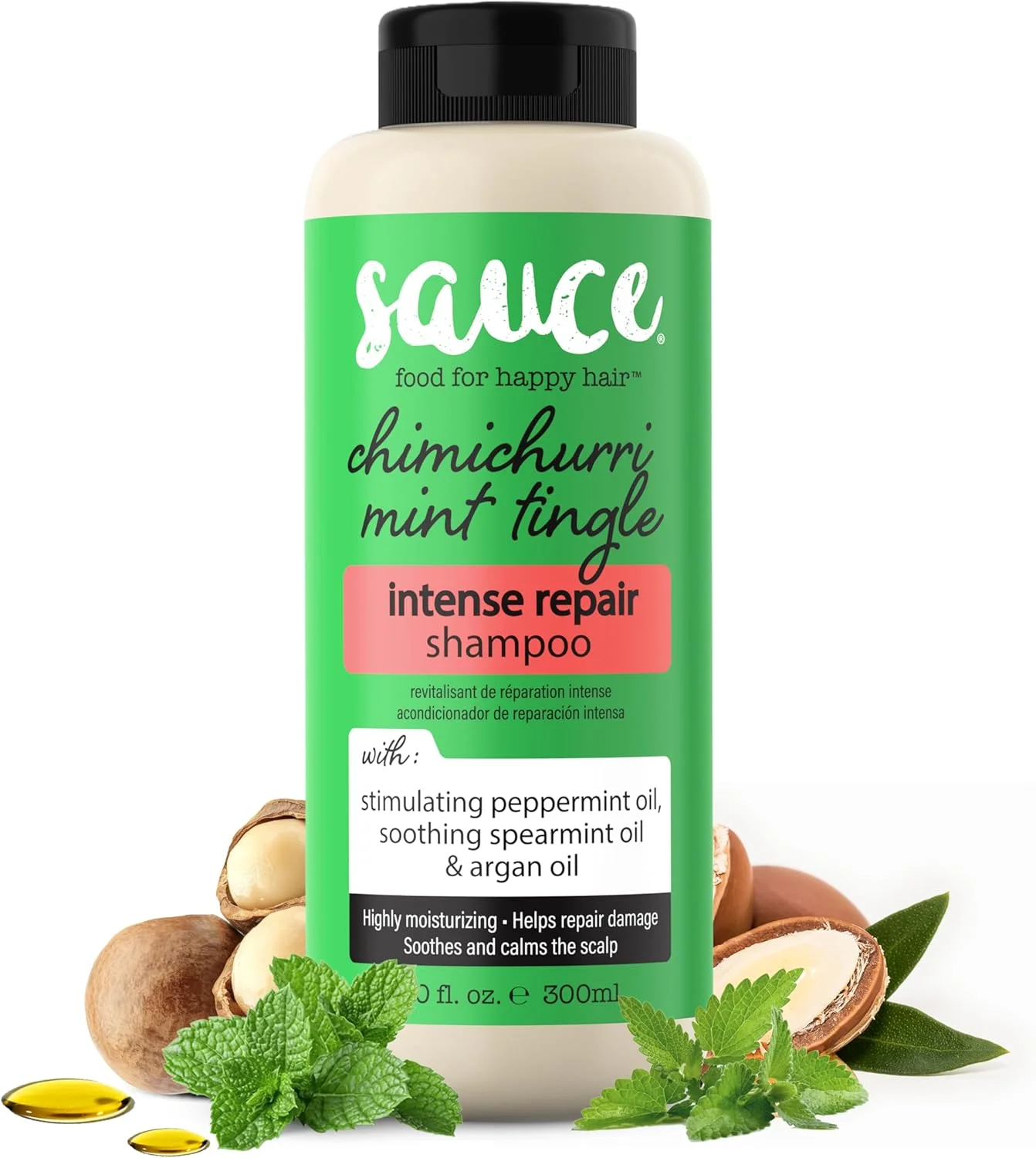 شامپو ترمیم کننده قوی Chimichurri Mint Tingle با روغن نعناع فلفلی برای تسکین موهای آسیب دیده، آرامش پوست سر و مرطوب کردن موهای خشک - شامپو بدون سولفات با روغن آرگان برای موهای سالم تر و قوی تر