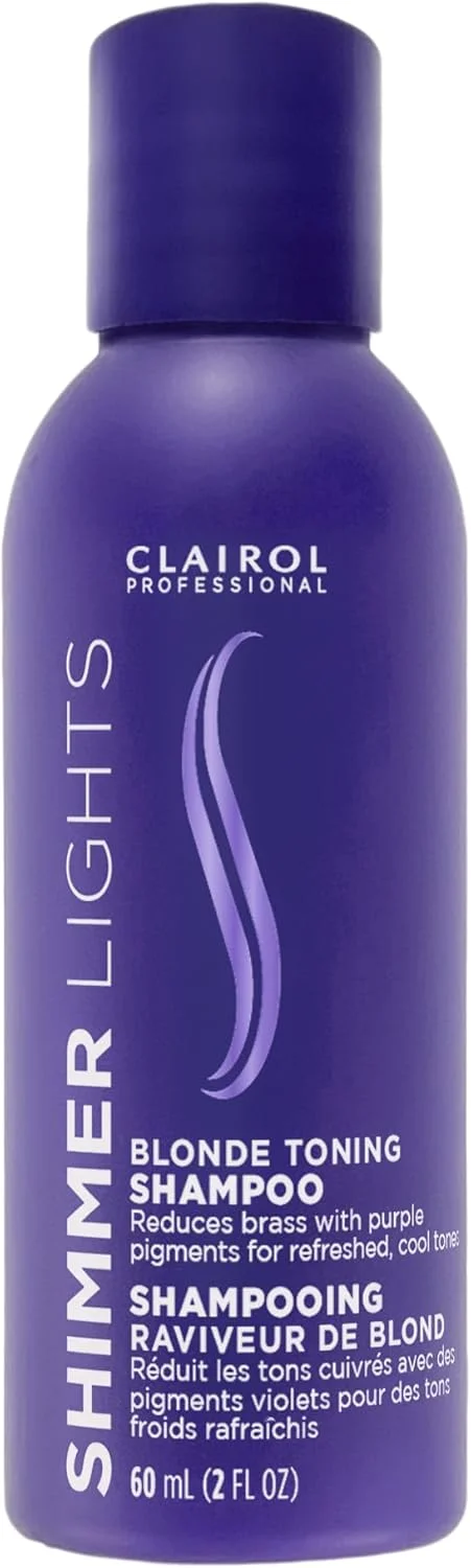 شامپو بنفش کلایرو Shimmer Lights Professional، 2 اونس مایع، خنثی کننده رنگ های زرد و نارنجی برای موهای بلوند، نقره ای، خاکستری و هایلایت شده (بسته بندی ممکن است متفاوت باشد)