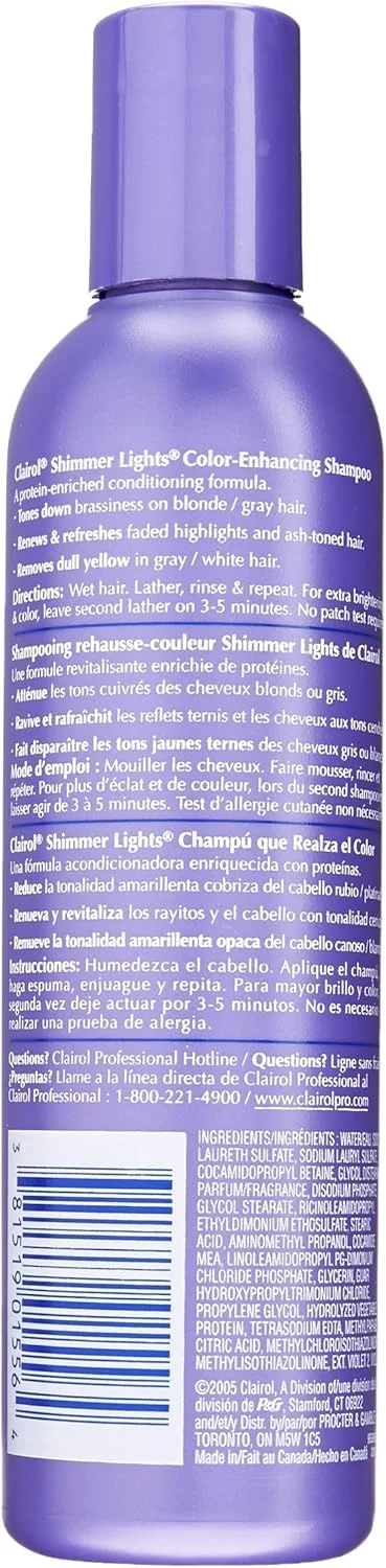 شامپو Clairol Shimmer Lights Original مناسب موهای بلوند و نقره ای 236 میلی لیتر شامپو Clairol Shimmer Lights Original مناسب موهای بلوند و نقره ای 236 میلی لیتر
